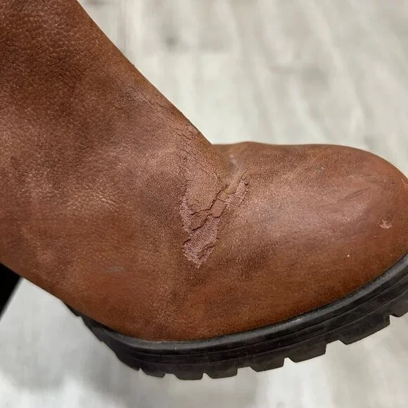 Sam & Libby Brown Faux Leather Ankle Booties WOmen's Size 9 - Picture 9 of 9